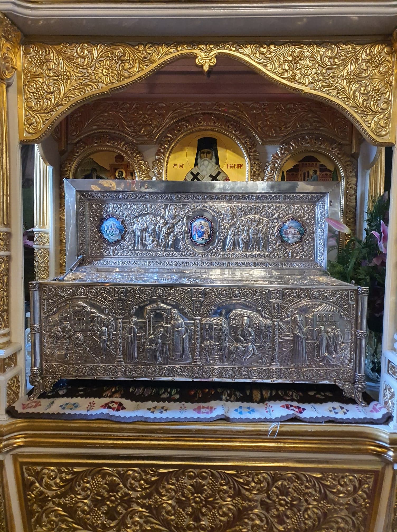 View of the shrine holding the relics of St Nektarios of Aegina