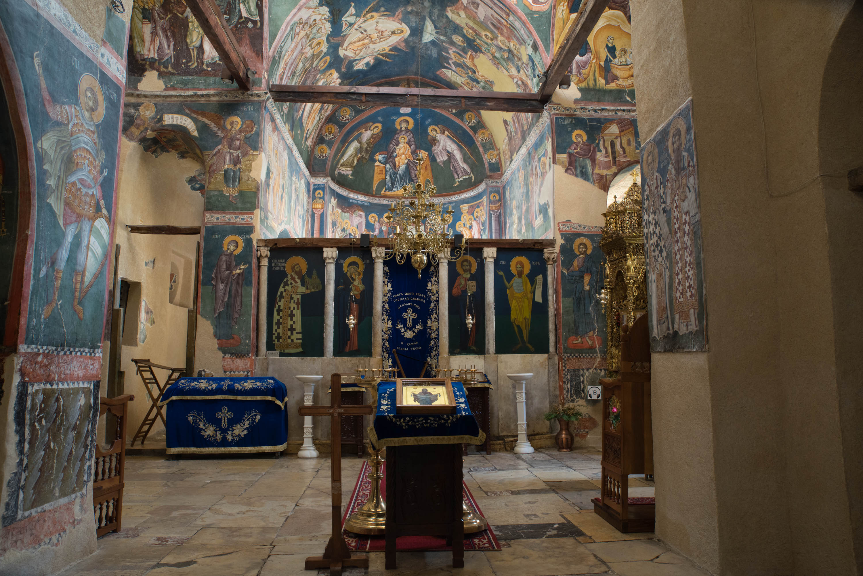 View of the altar and the iconostasis, Church of the Mother of God Hodegetria, ca. 1330, Patriarchate of Peć (source: D. Manasić)