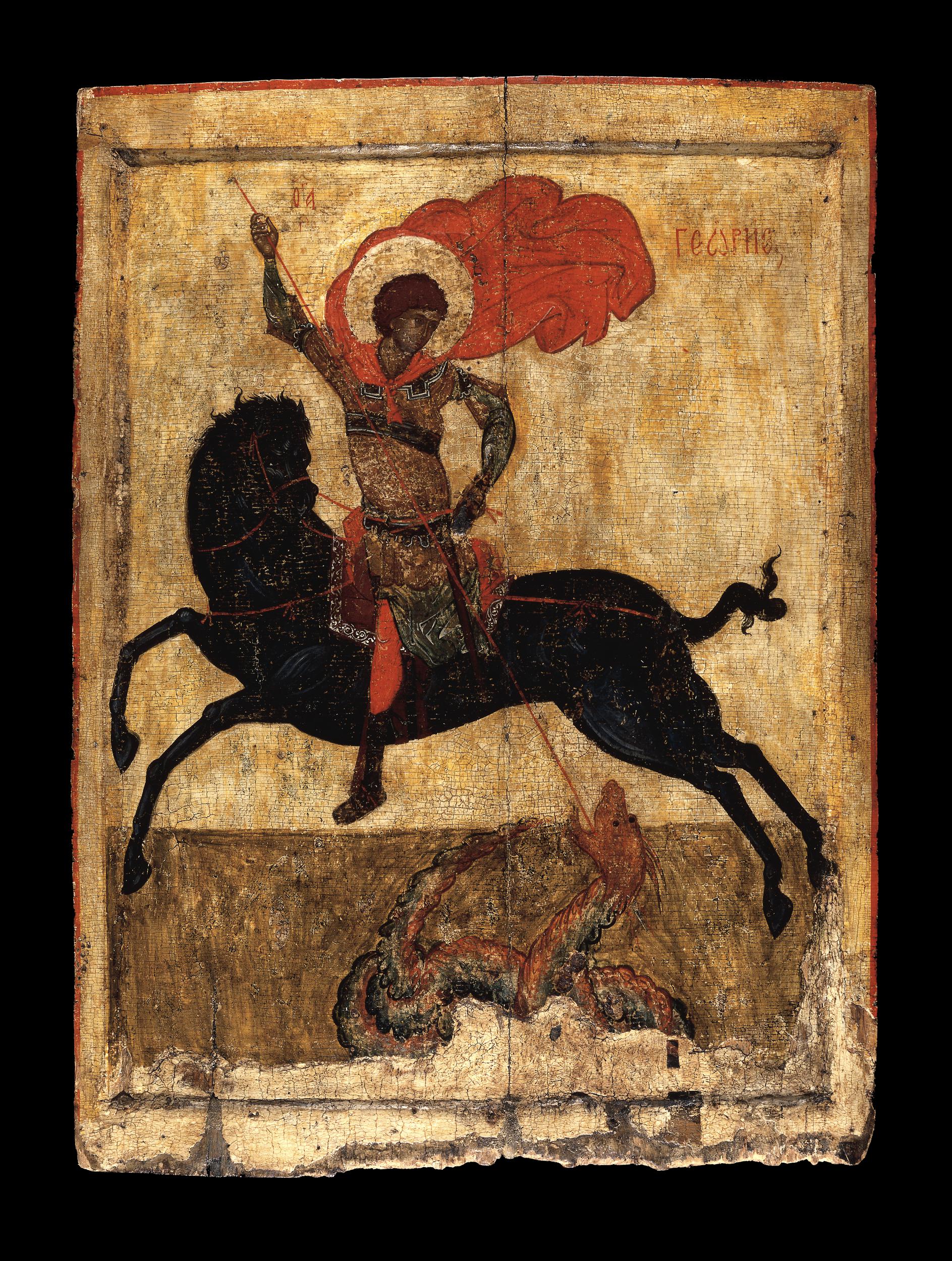 Icon of St. George and the Dragon 1400–50 Wood, gesso, gold Novgorod © The Trustees of the British Museum