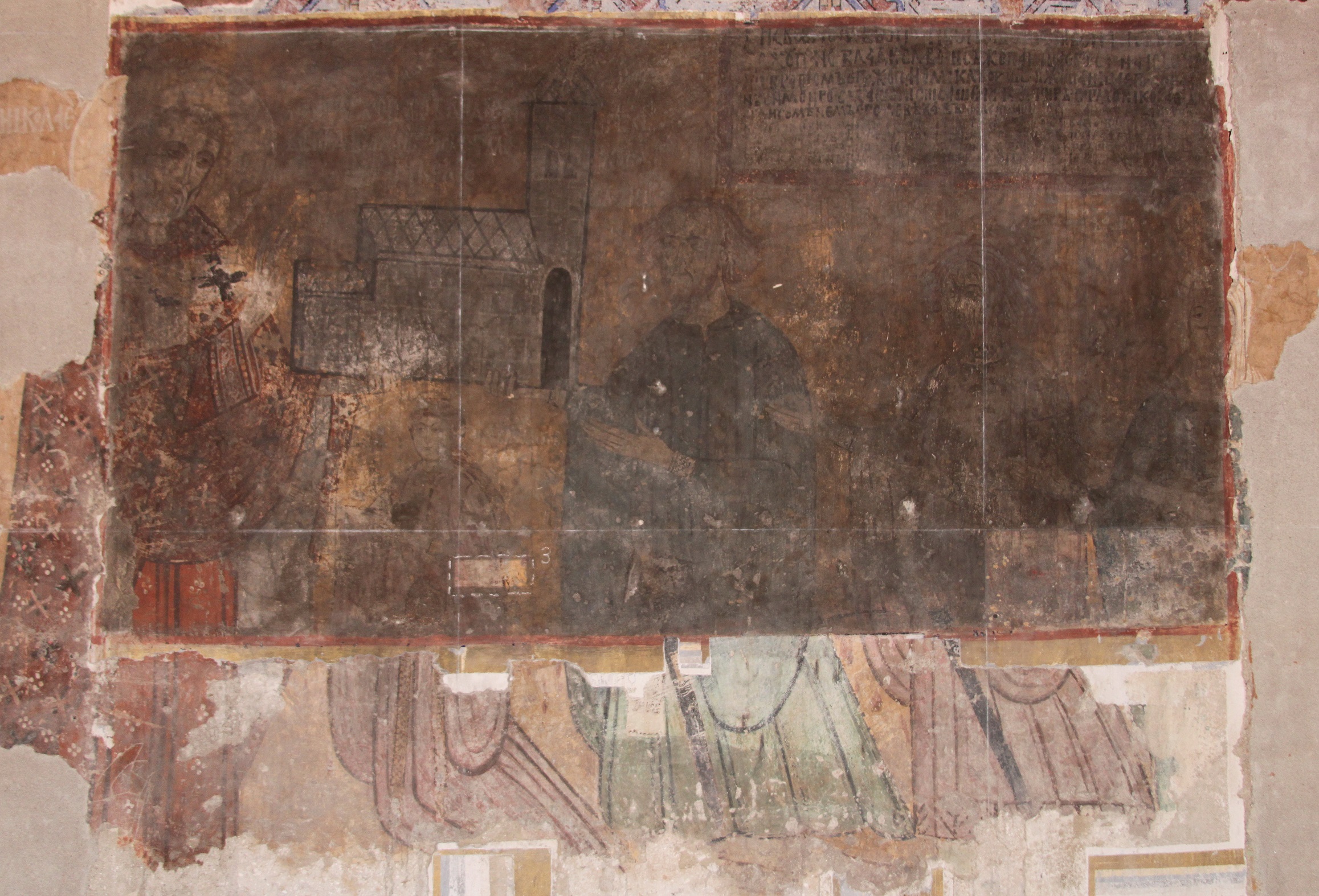 Votive composition, after 1404, fresco, lower register of the nave’s southern wall, Church of St. Nicholas in Ribița, Hunedoara County, Romania (source: D. Gh. Năstăsoiu)