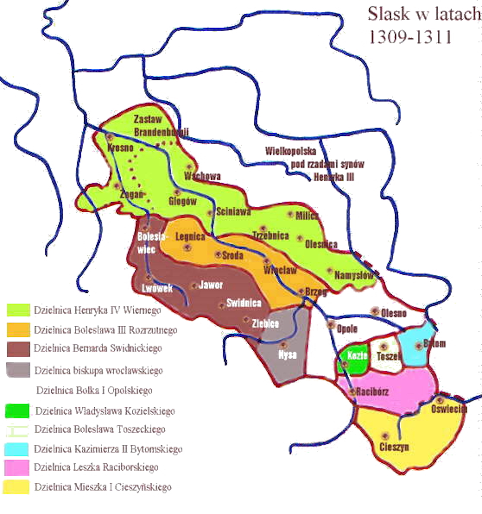 The Silesian duchies, 1309-1311. Source: Wikipedia Commons 